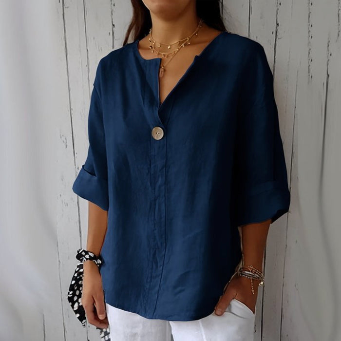 Linen Blouse for Women | Valentina Blue