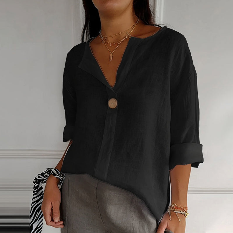 Linen Blouse for Women | Valentina Black
