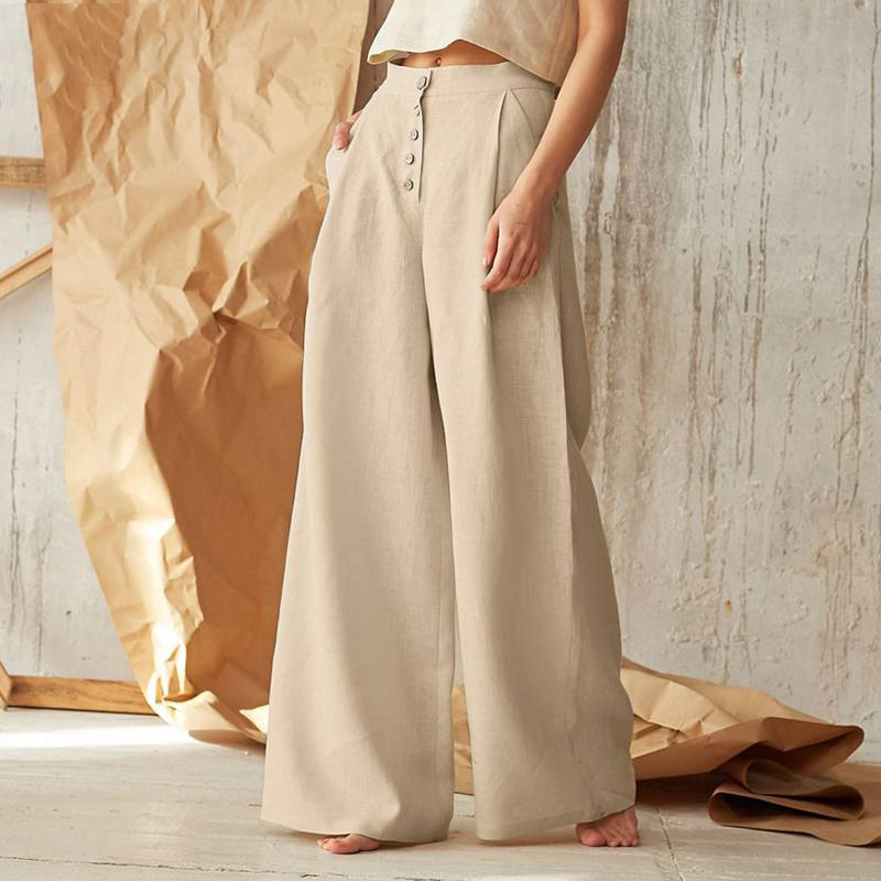 Linen Wide Leg Pants for Women | Everlyn Beige