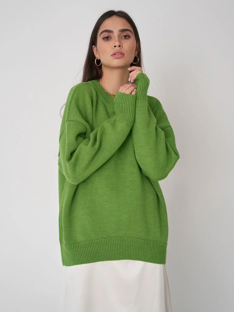 Oversized Knit Pullover for Women | Liora Light Green