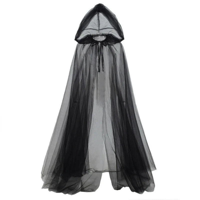 Long Black Hooded Cape Party Costume Cloak for Women | Nyra