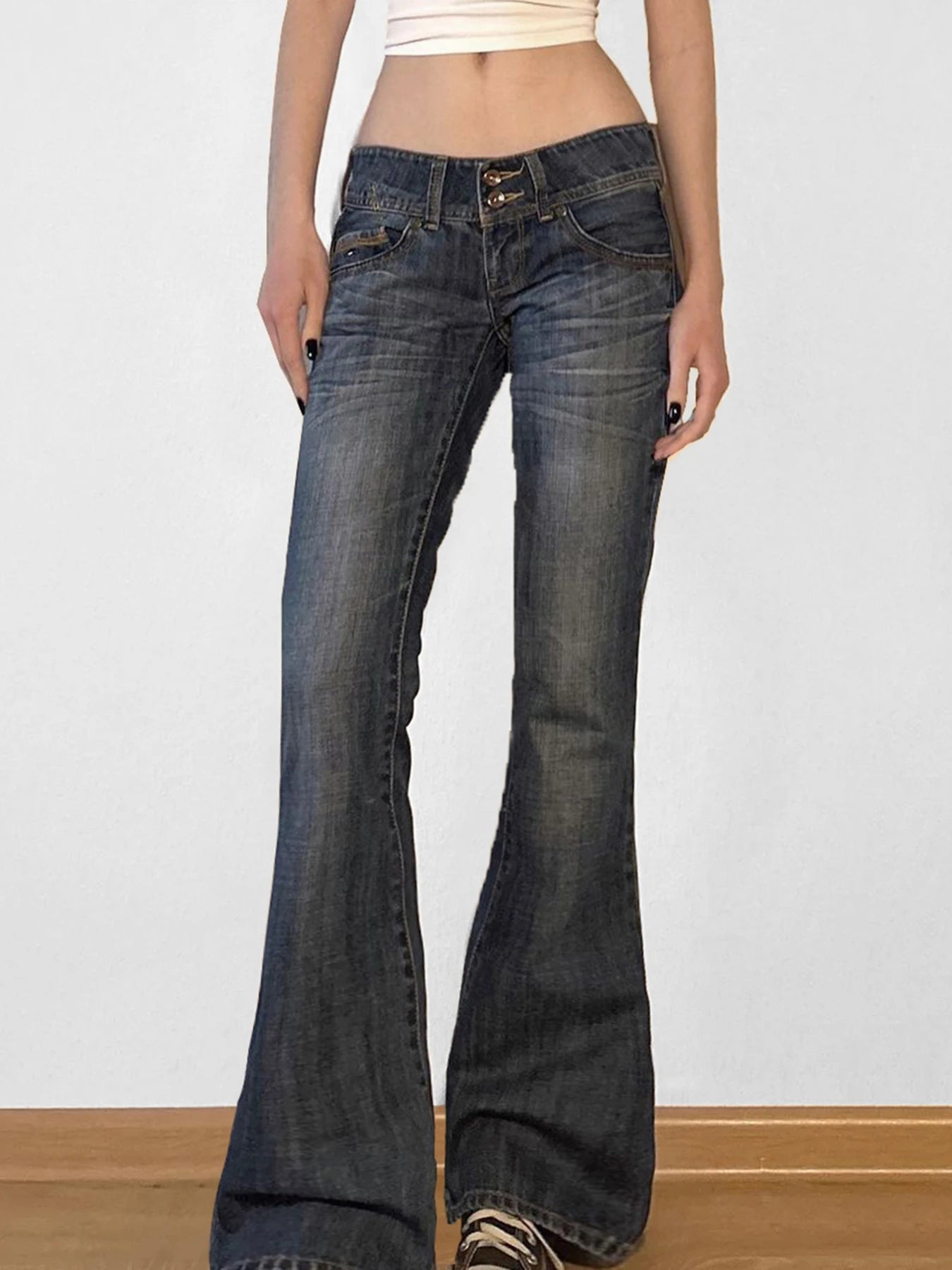 Blue Low Rise Flared Jeans for Women | Kira Blue