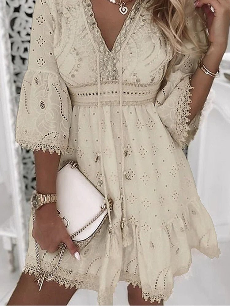 Summer Dress with Lace Detailing for Women | Lucy Light Yellow