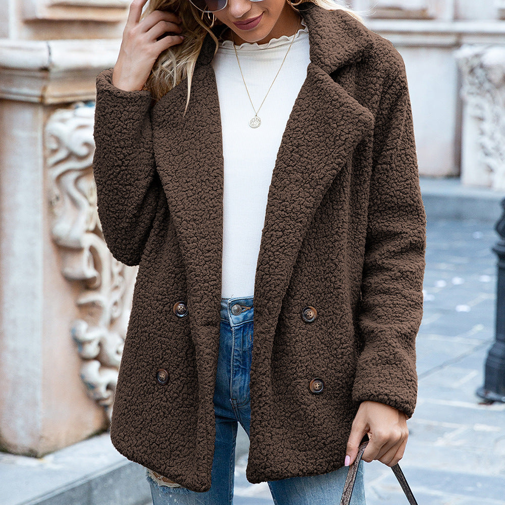 Double-Breasted Jacket Stylish and Warm for Women | Maribel Brown