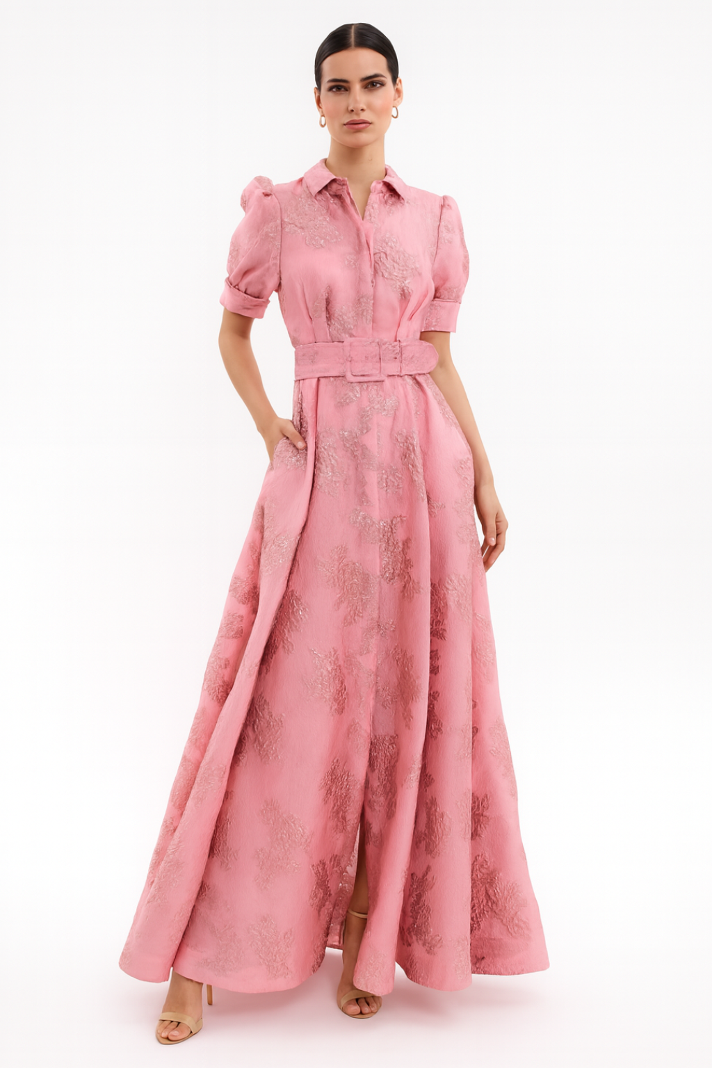Mavina | Floral Pink Wedding Guest Dress Pink