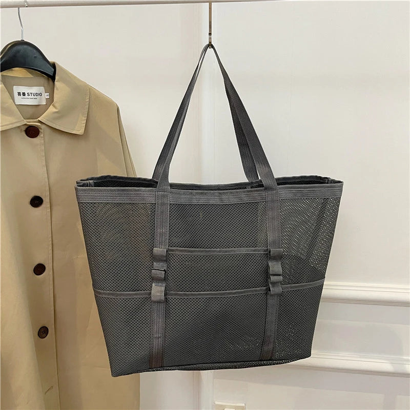 Mesh Beach Bag Versatile Design For Women | Lirena Gray One Size