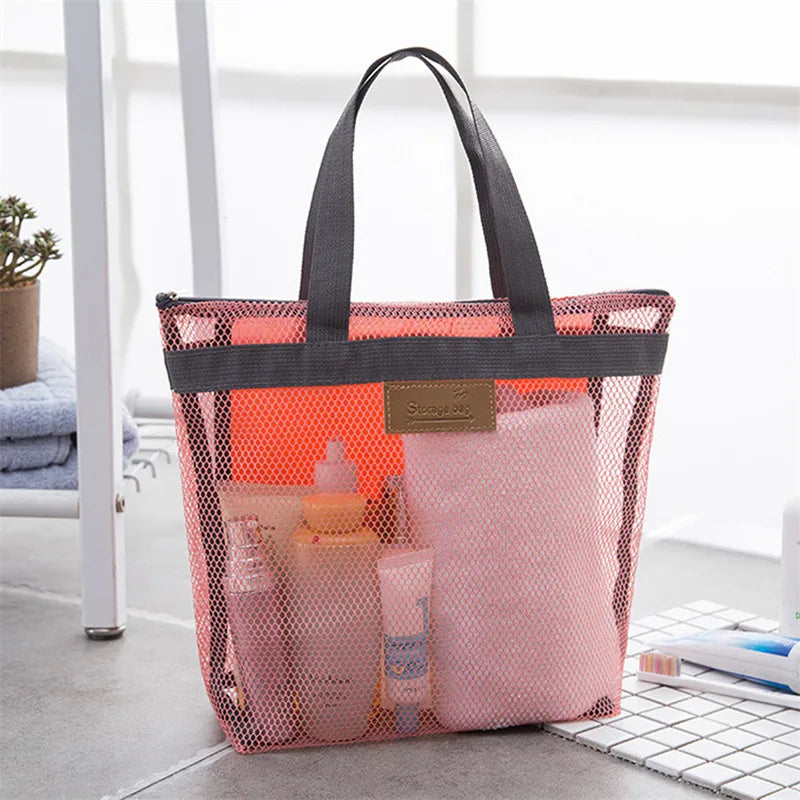 Mesh Waterproof Toiletry Storage Bag for Women | Olivia Pink B