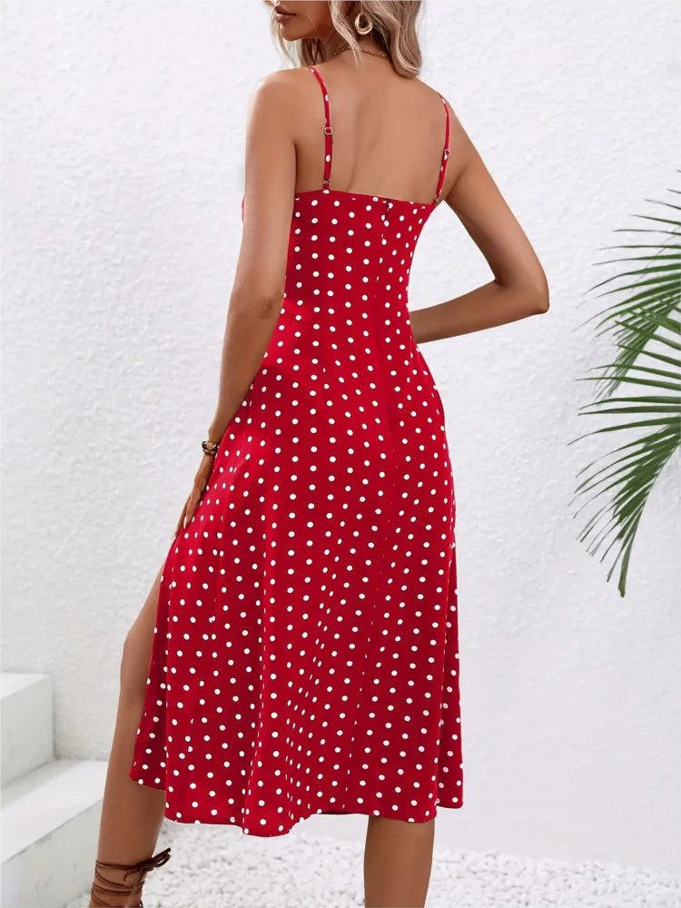 Midi Dress with Polka Dot Print for Women | Zylara