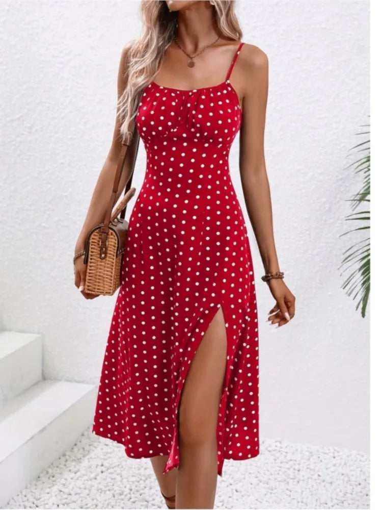 Midi Dress with Polka Dot Print for Women | Zylara