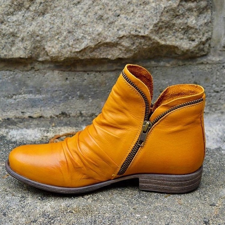 Mikara | Leather Ankle Boots Yellow