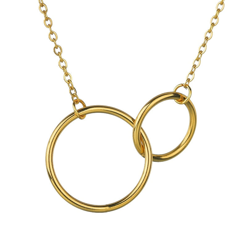 Minimalist Double Circle Pendant Necklace for Women | Kyline Gold 48cm