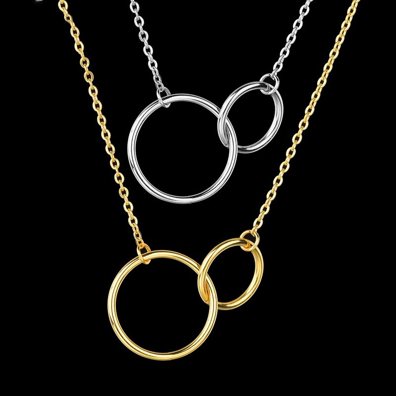 Minimalist Double Circle Pendant Necklace for Women | Kyline