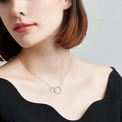 Minimalist Double Circle Pendant Necklace for Women | Kyline