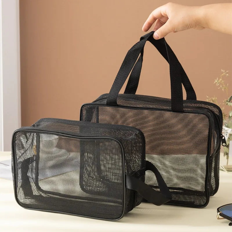 Black Mesh Travel Toiletry Bag Set for Women | Arista Black