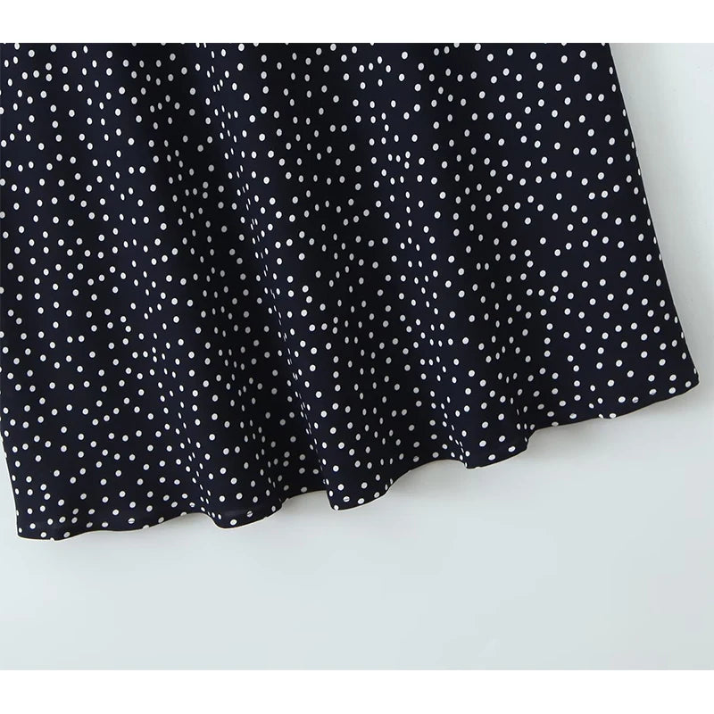 Navy Blue Polka Dot Dress For Women | Liora