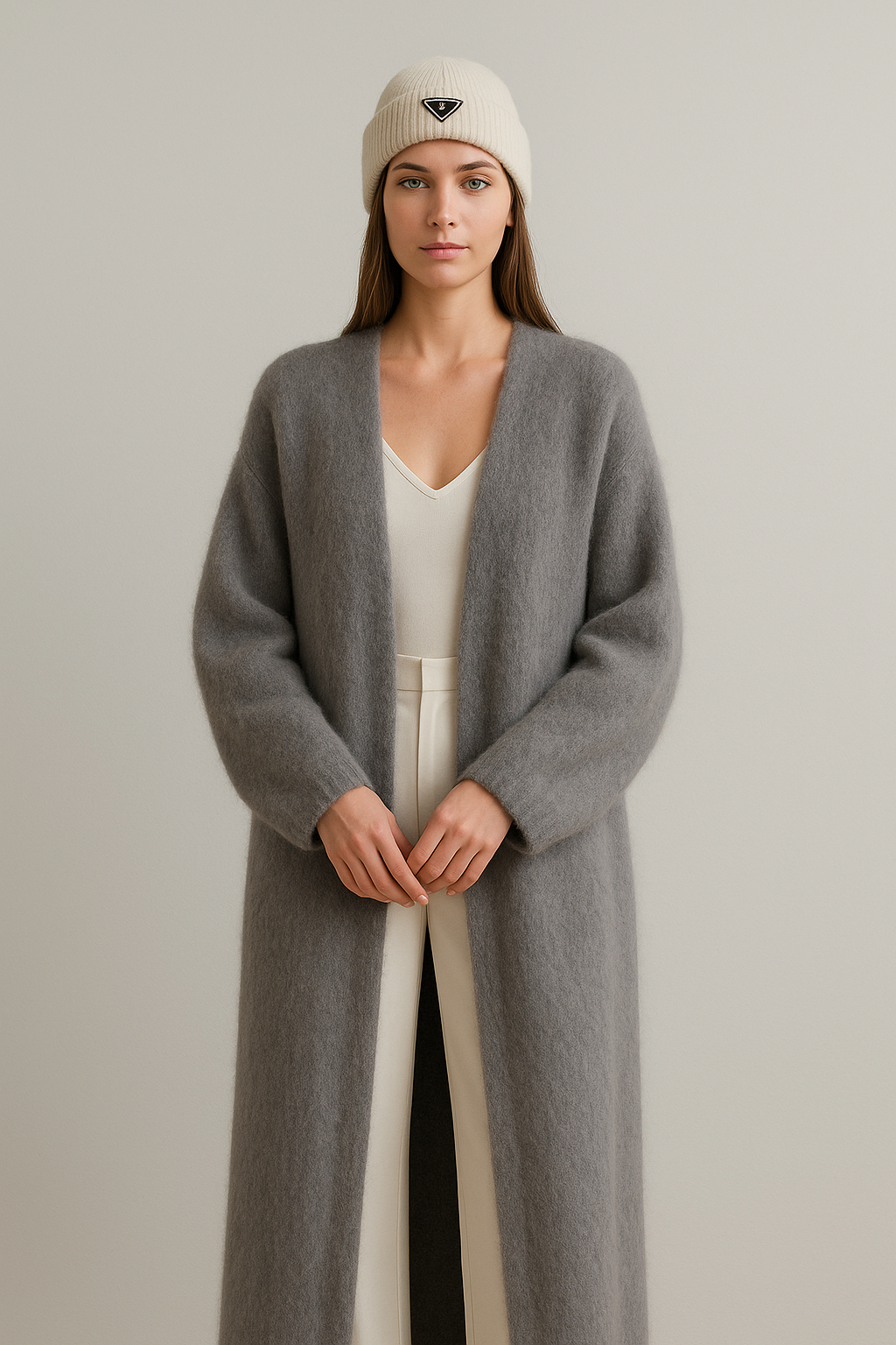 Oversized Long Drape Sweater Relaxed Fit for Women | Noelle Gray