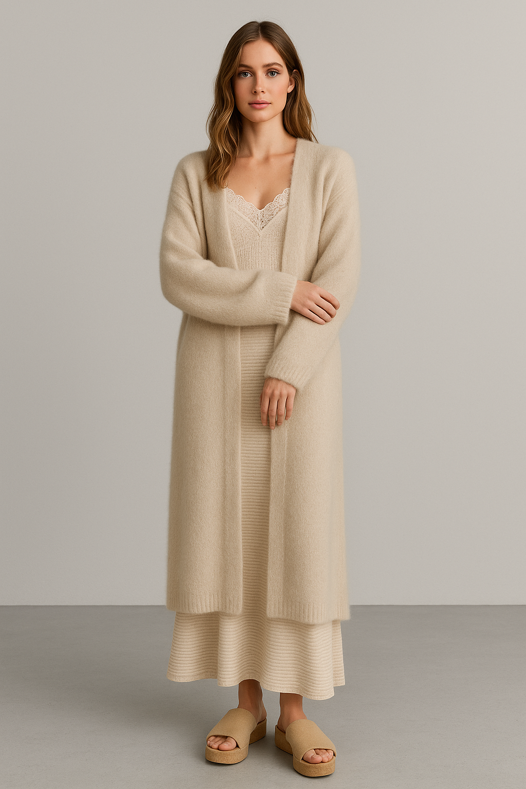 Oversized Long Drape Sweater Relaxed Fit for Women | Noelle Khaki