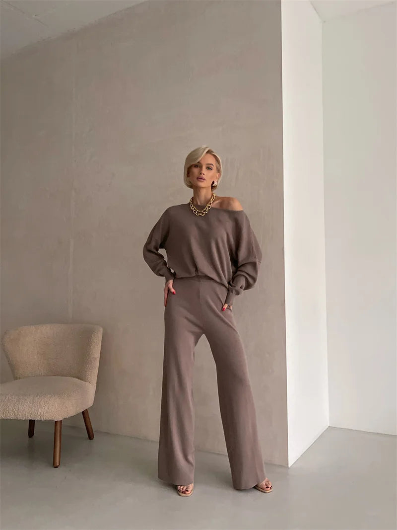 Off-Shoulder Knit Lounge Set for Women | Maxene