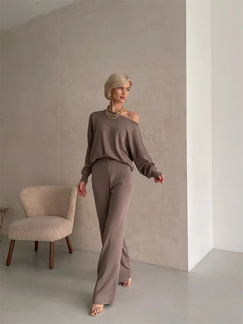 Off-Shoulder Knit Lounge Set for Women | Maxene