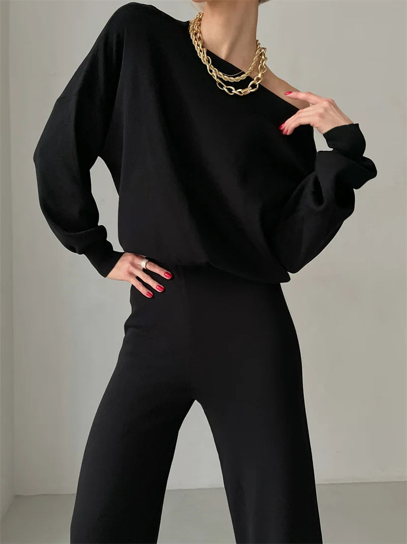 Off-Shoulder Knit Lounge Set for Women | Maxene