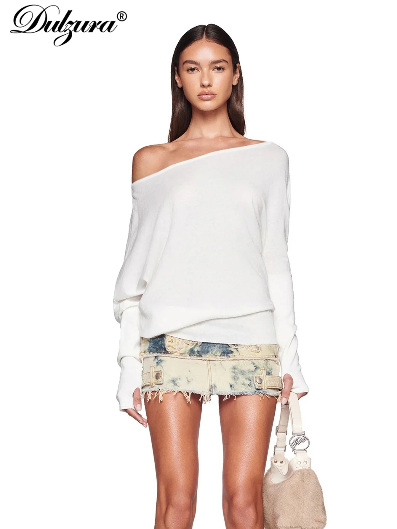 Off-Shoulder Long Sleeve Knit Top for Women | Lyka