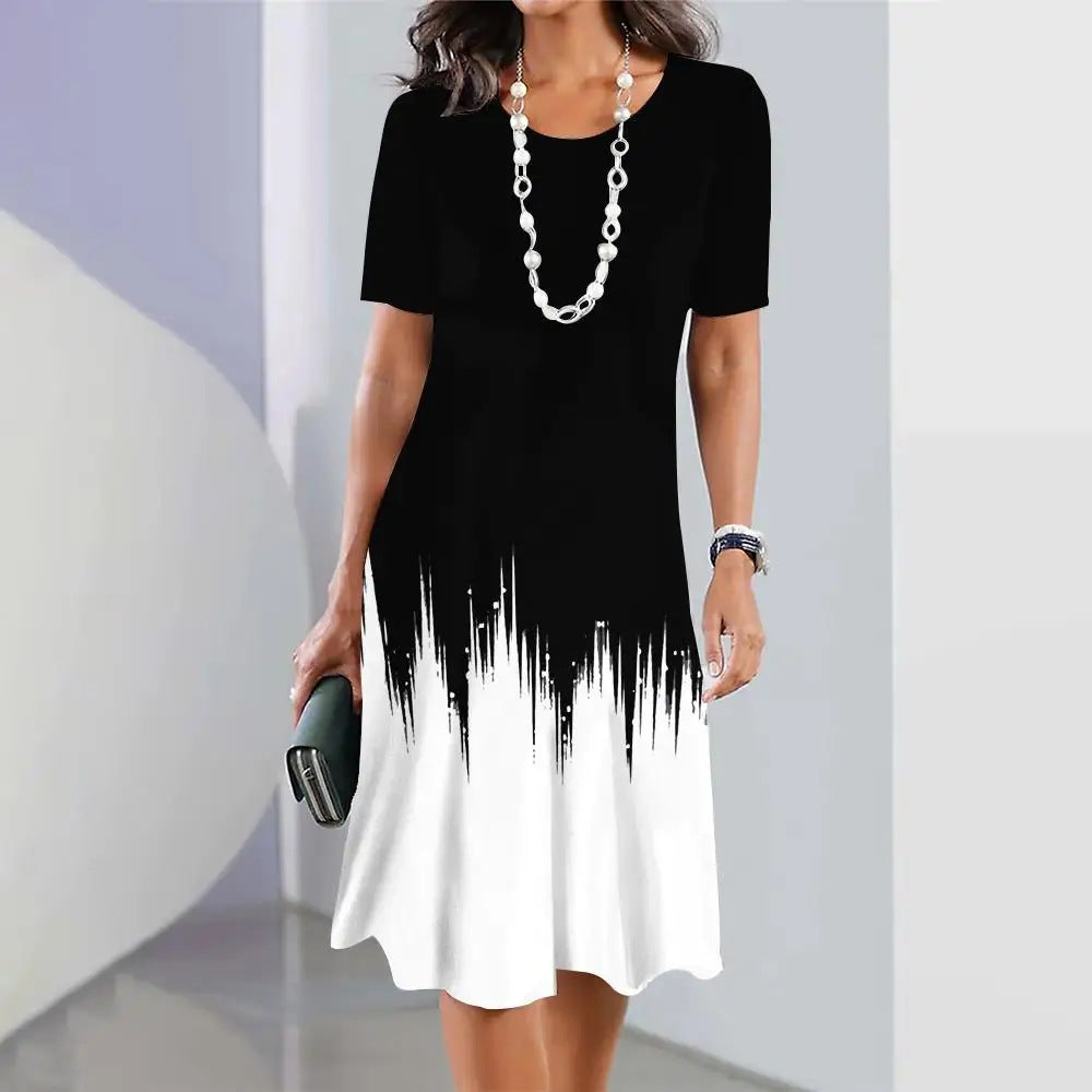 Ombre Print Knee-Length Dress for Women | Avoria Black