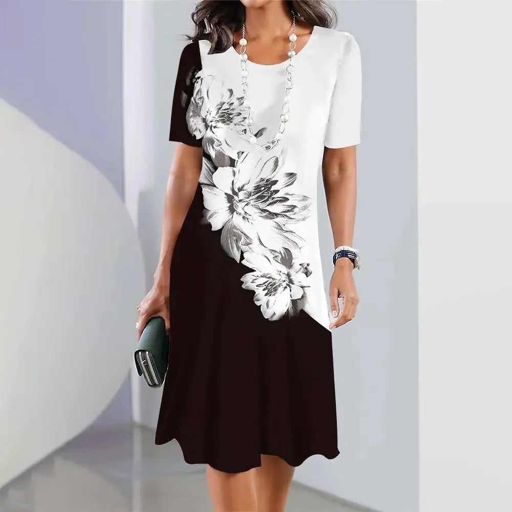 Ombre Print Knee-Length Dress for Women | Avoria White