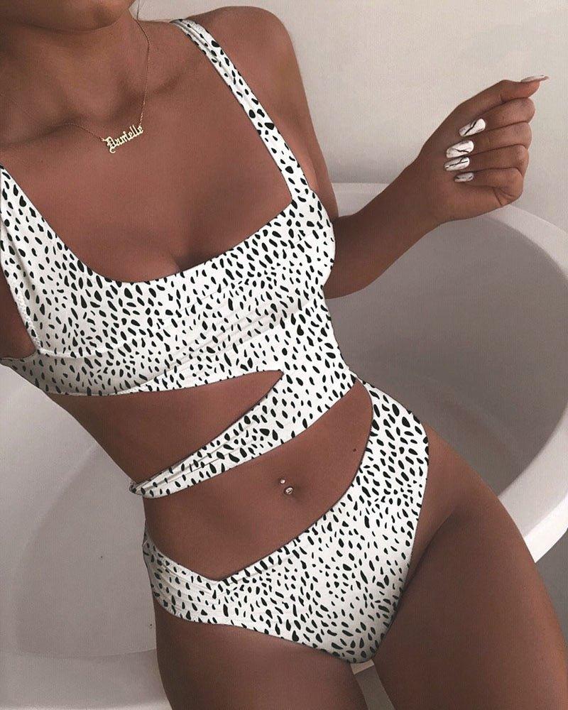 One-Piece Push-Up Swimsuit for Women | Luvira White Polka Dots