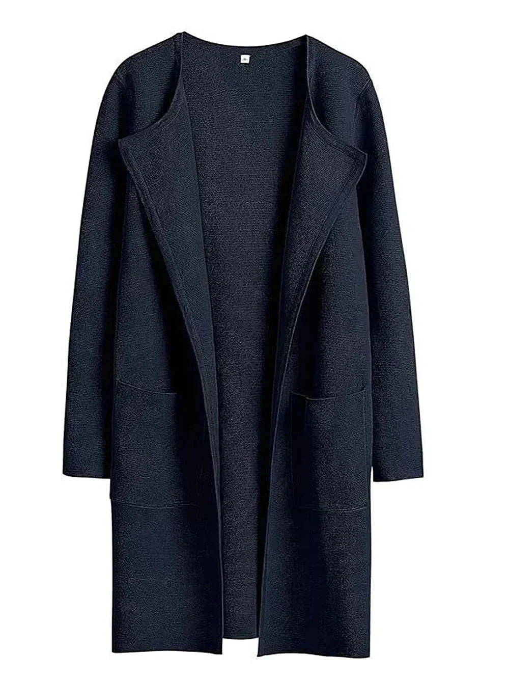 Open-Front Wool Blend Long Coat for Women | Criselda Navy