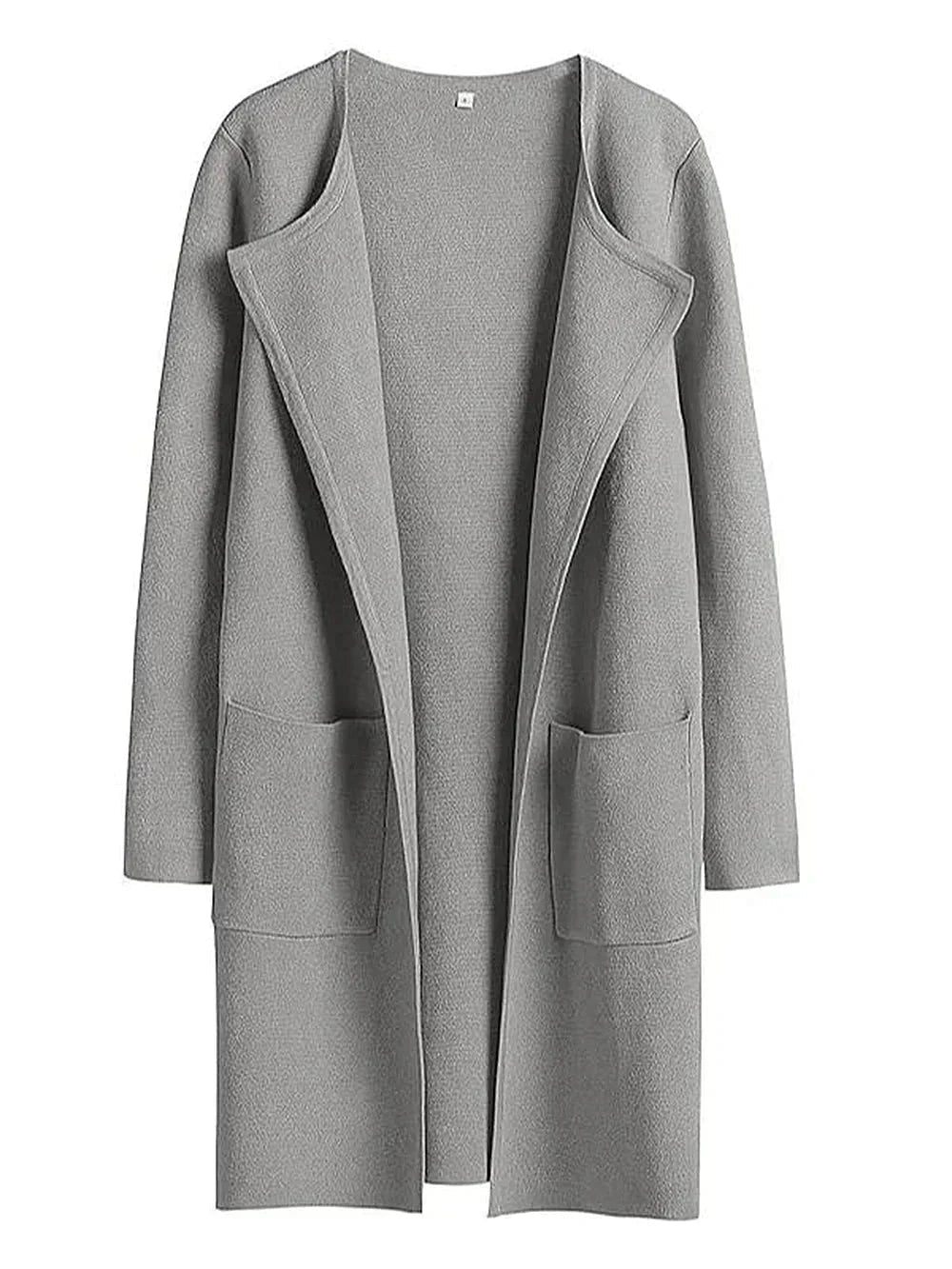 Open-Front Wool Blend Long Coat for Women | Criselda Grey