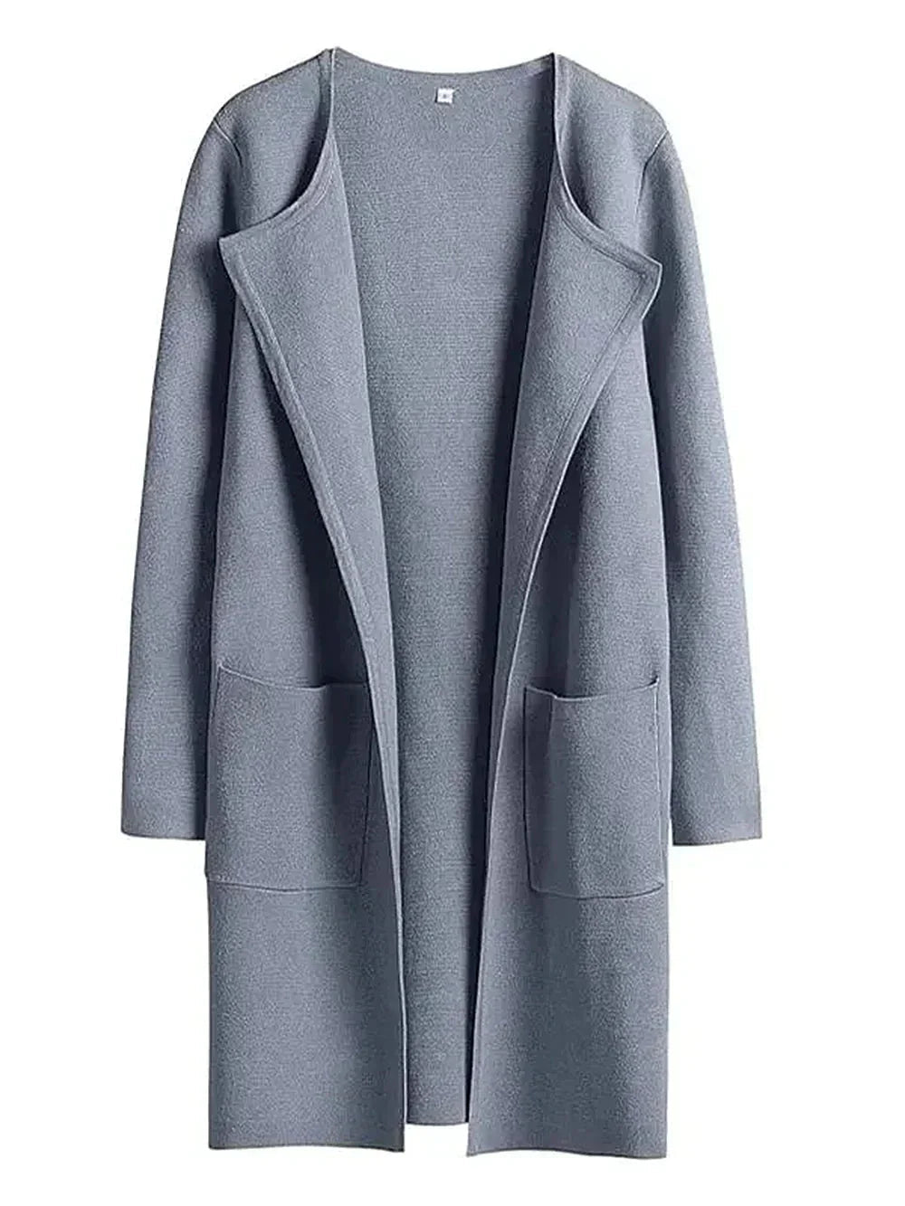 Open-Front Wool Blend Long Coat for Women | Criselda Blue