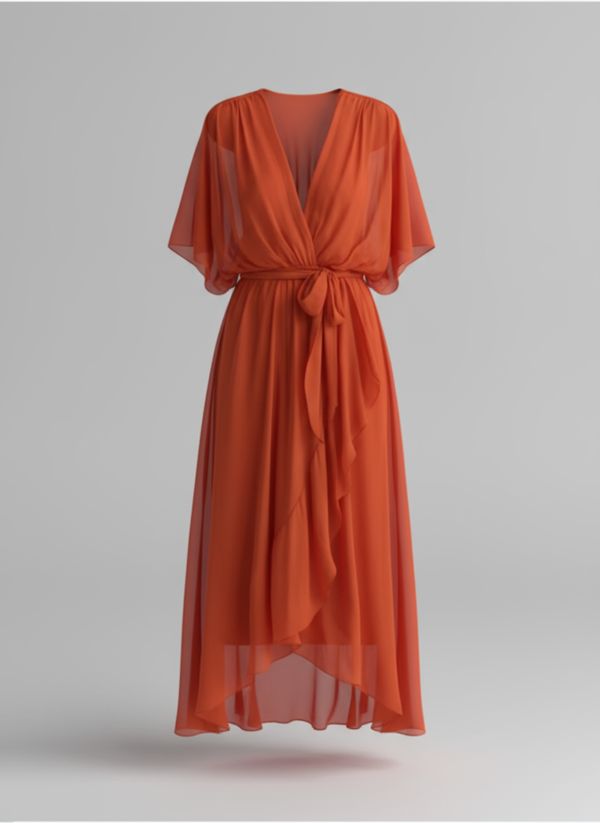 Chiffon Dress for Women | Lucinda Orange