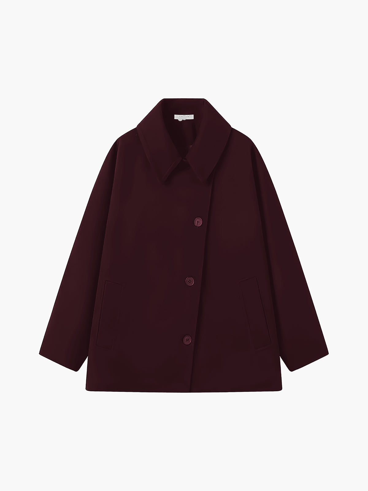 Oversized Wool-Blend Coat with Button Closure for Women | Elorina Dark Red