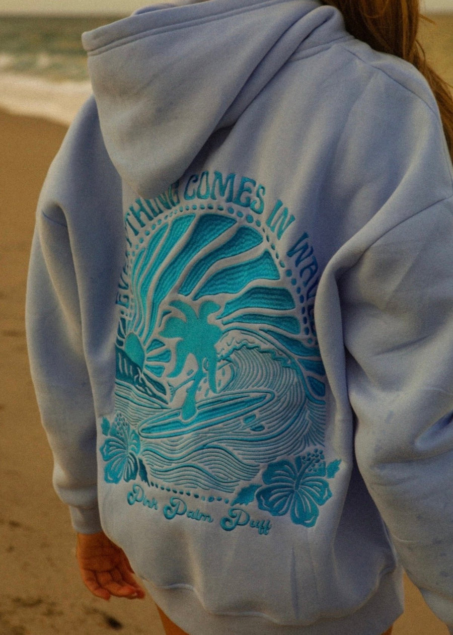 Oversized Waves Hoodie for Women | Palm Blue Waves