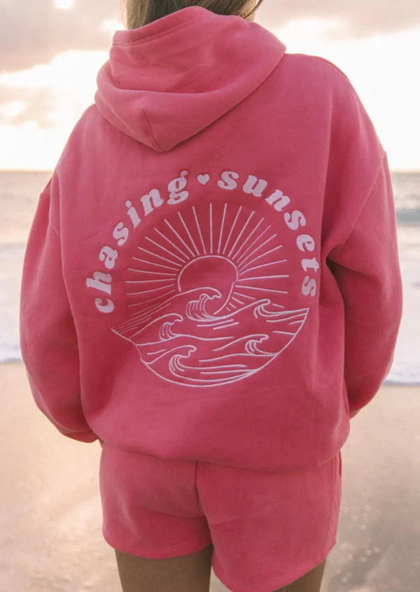 Oversized Sunset Hoodie Casual Style for Women | Palm Rose Sunset