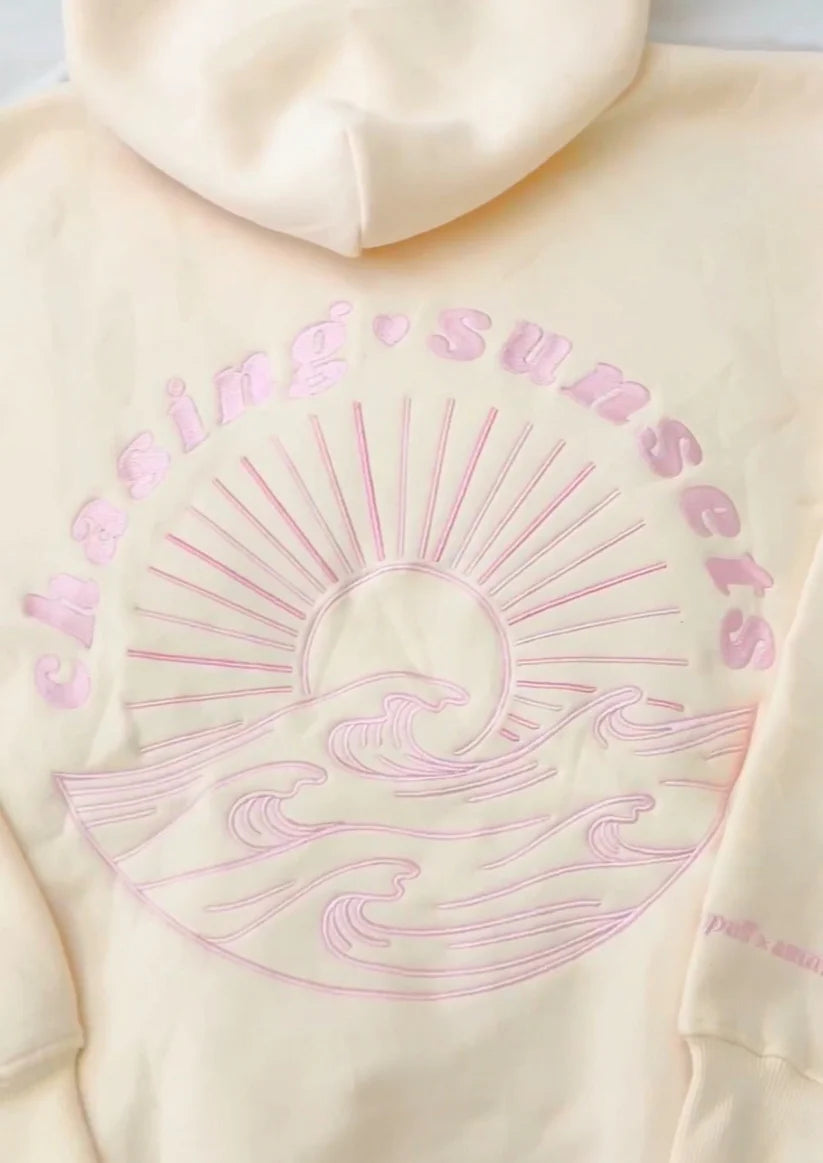 Oversized Sunset Hoodie Casual Style for Women | Palm Cream Sunset