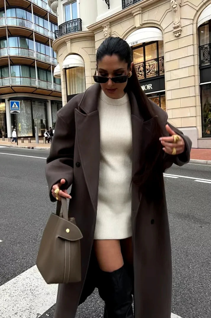 Oversized Double-Breasted Wool Coat for Women | Jemima