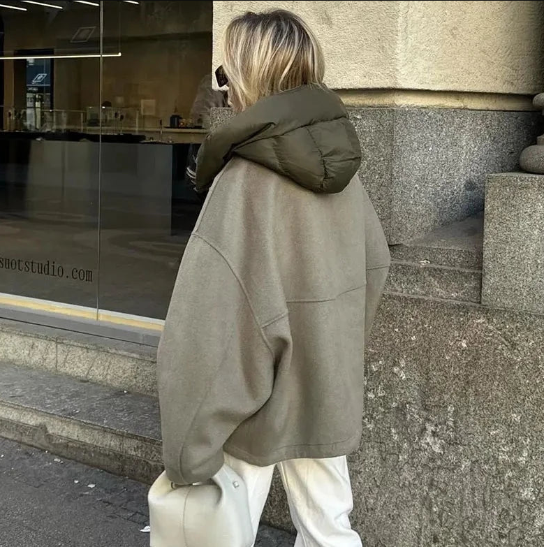 Oversized Wool-Blend Jacket with Padded Collar for Women | Margot