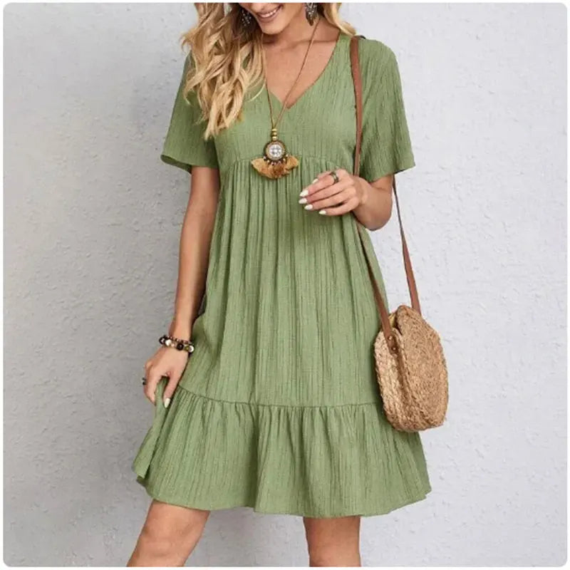 Linen Summer Dress For Women | Lirena Green
