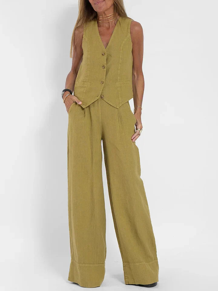 Plain Two-Piece Suit For Women | Liora Olive green