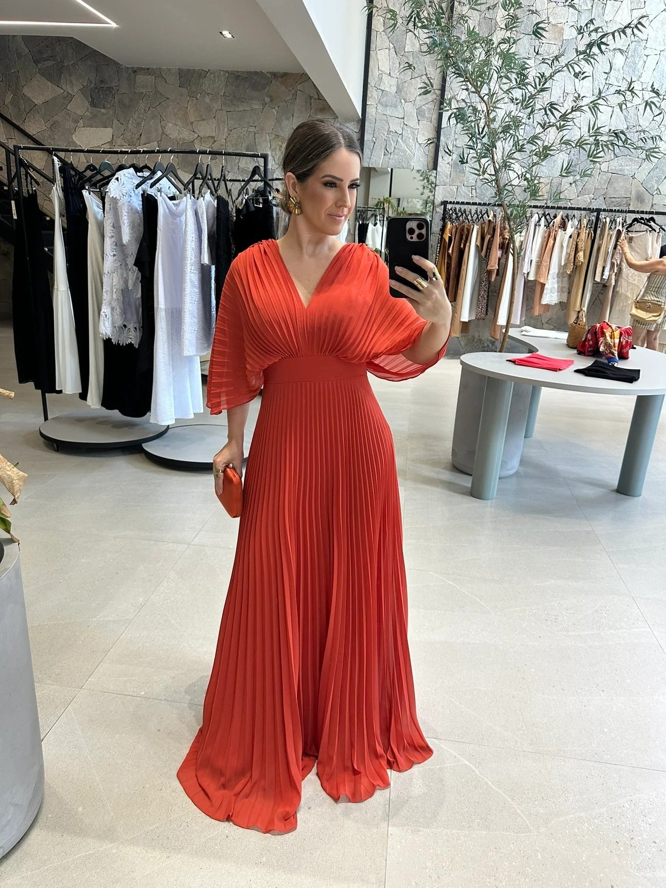 Pleated Maxi Dress for Women | Maddy Light Red