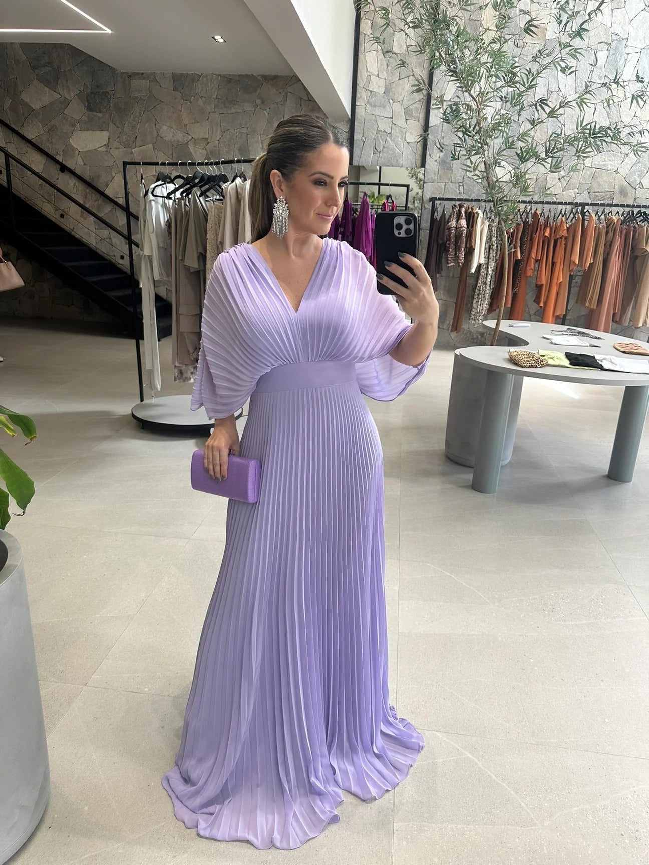 Pleated Maxi Dress for Women | Maddy Light Purple