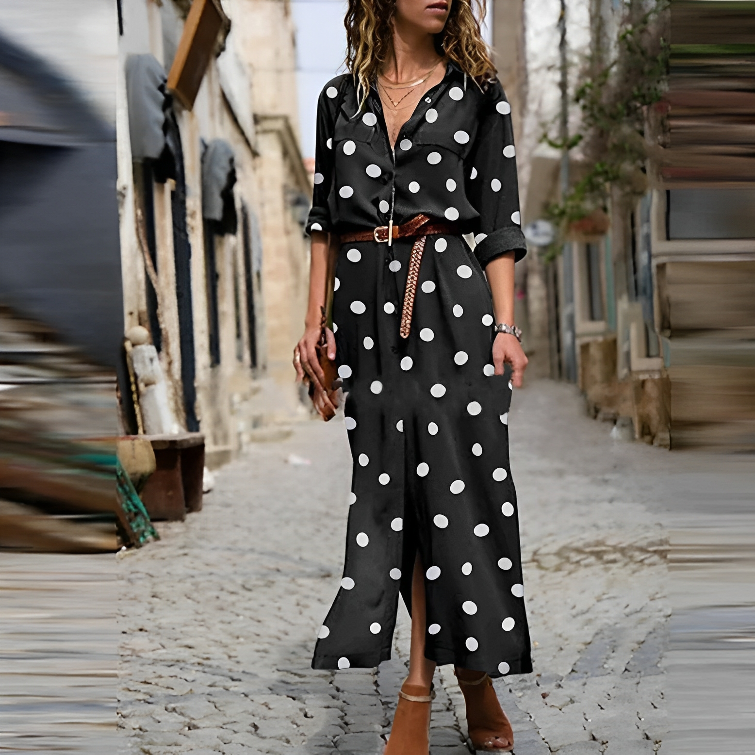 Polka Dot Maxi Dress For Women | Liora Black