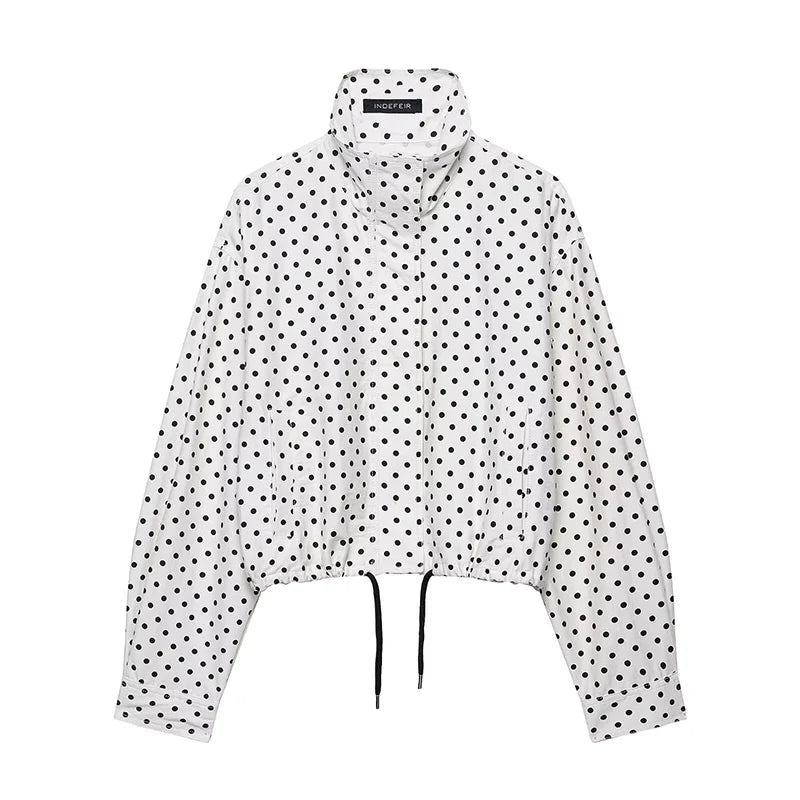 Polka Dot Print Cropped Jacket For Women | Jorina Polka Dot