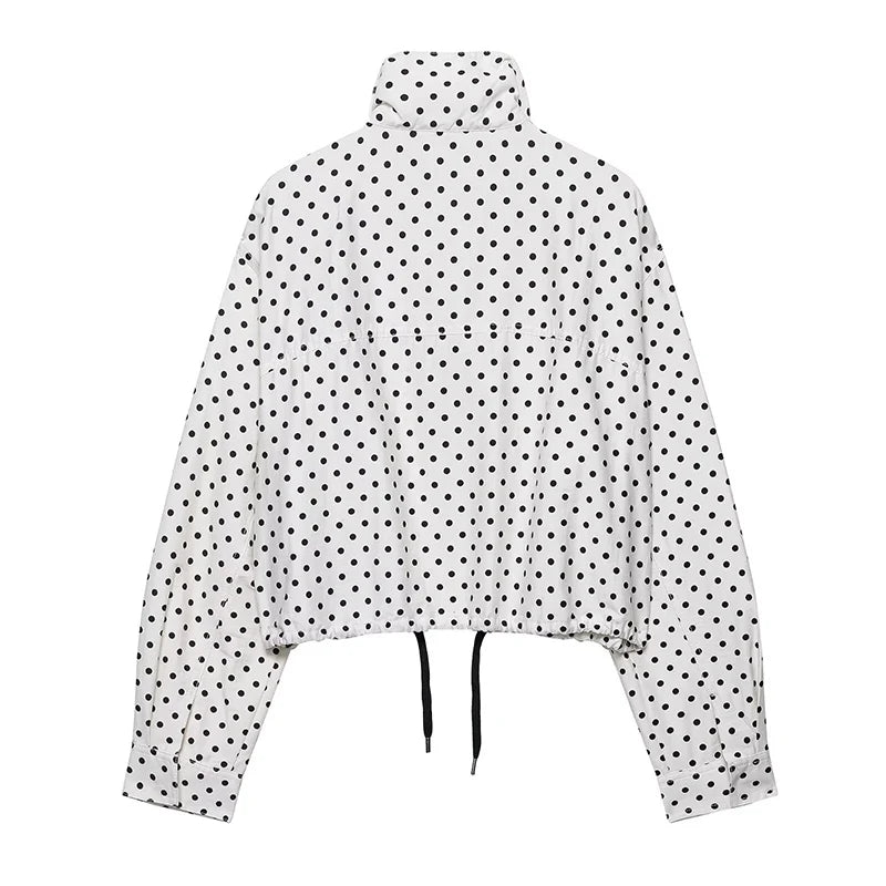 Polka Dot Print Cropped Jacket For Women | Jorina