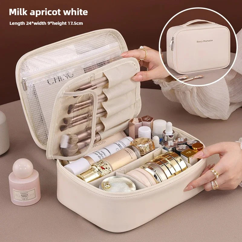 Portable Makeup Organizer Bag for Women | Beauty Cream White