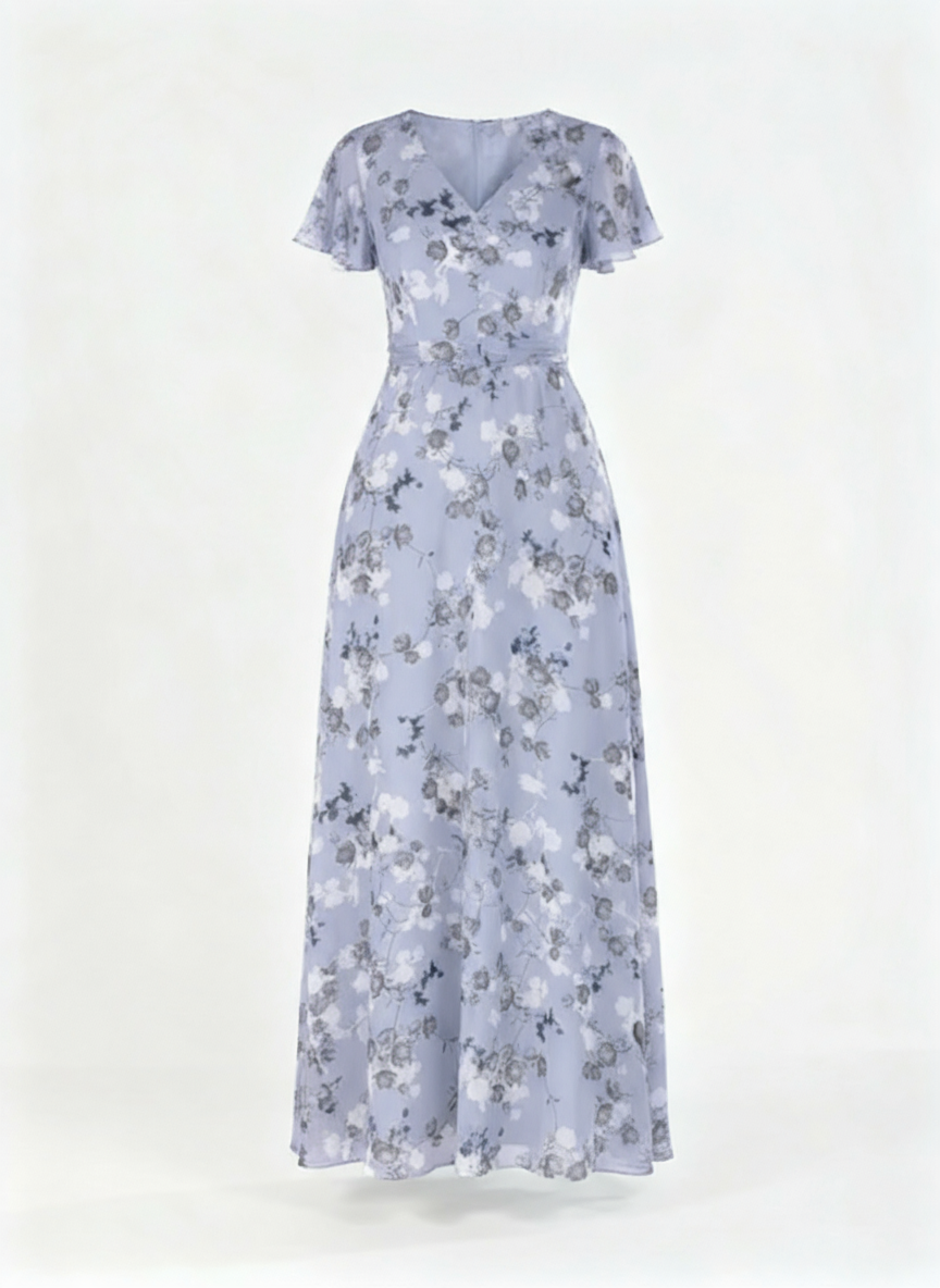 Midi Flower Dress for Women | Ophelia Purple