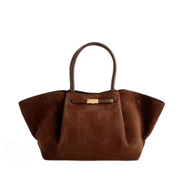 Renley – Trapezoid Structured Tote Bag Big Chocolate Suede