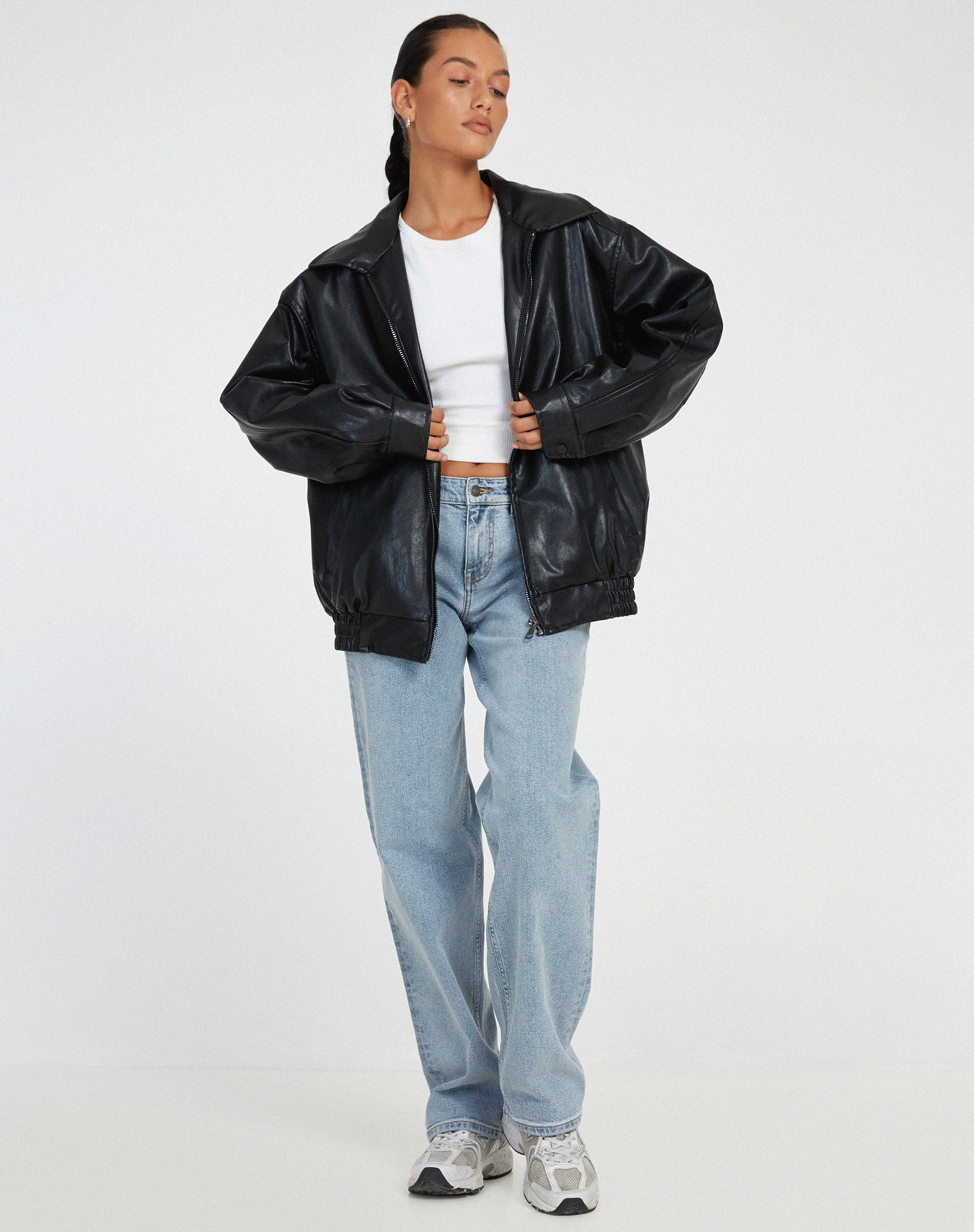 Classic PU Leather Jacket Stylish Fit for Women | Roux Black