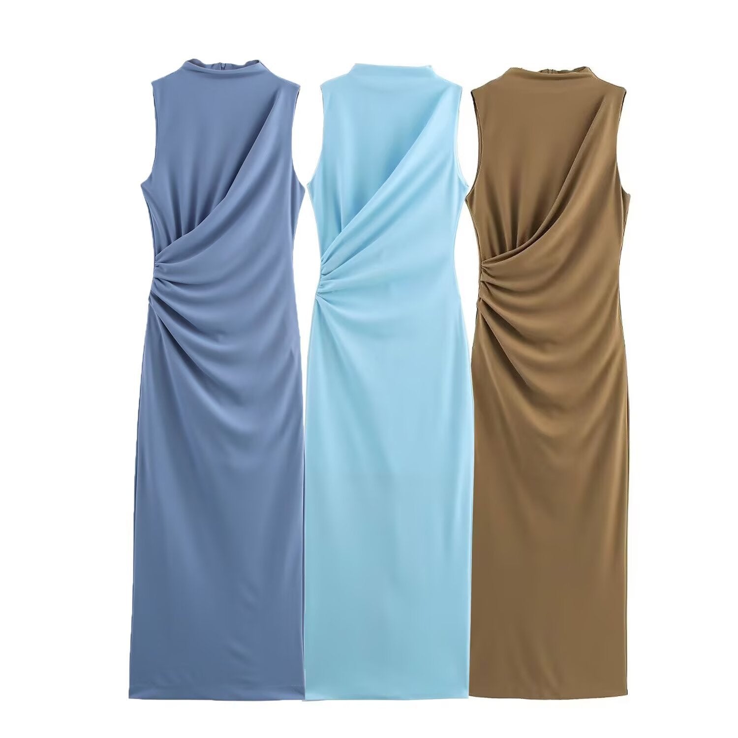 Ruched Front Sleeveless Midi Dress for Women | Coralia